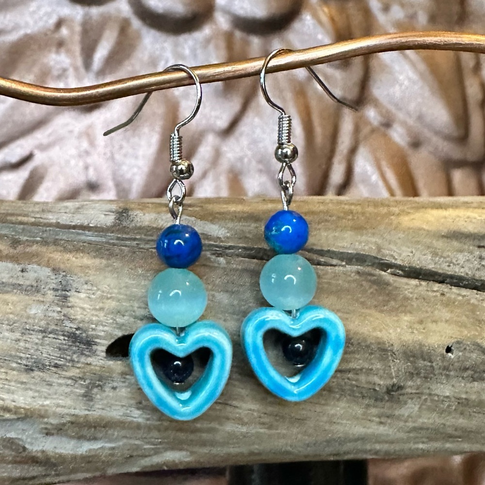 Elegant Blue Gemstone Drop Earrings
